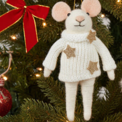 Fancy Winter Mouse Ornament