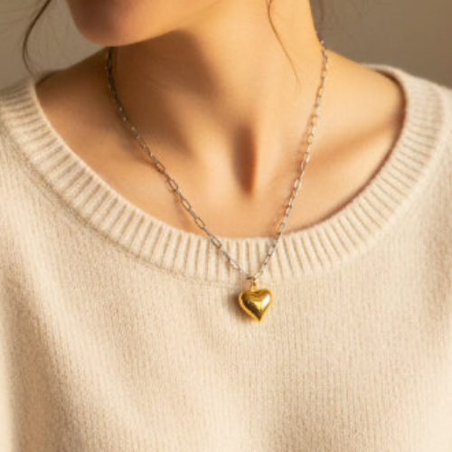 Namaste Chunky Gold Heart Necklace