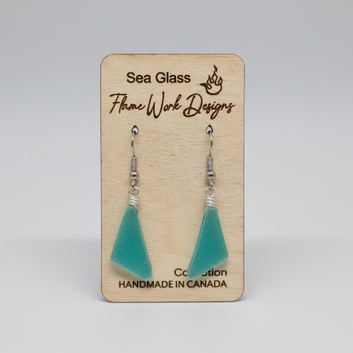 Sea Glass Dangle Earrings - Aqua