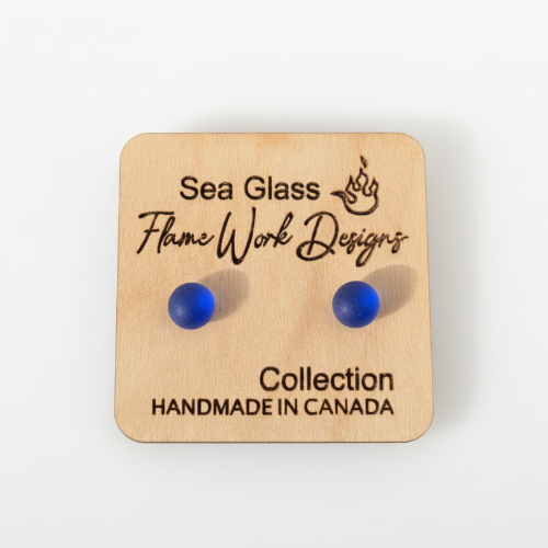 Sea Glass Studs - Cobalt