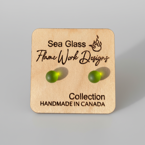 Sea Glass Studs - Green