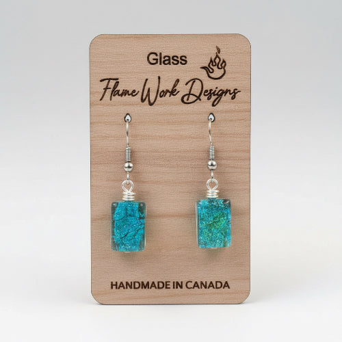 *BF Feature/Dichroic Glass Earrings - Caribbean Blue