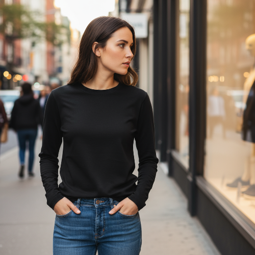 Unisex L/S Tee in Black