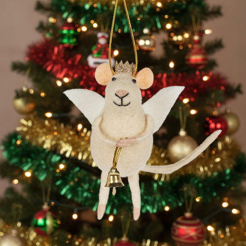 Angel Mouse Wool Ornament