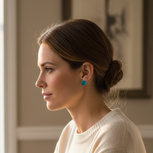 Sea Glass Studs - Aqua