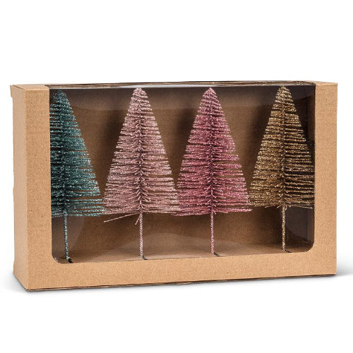Glitter Brush Trees (set of 4)