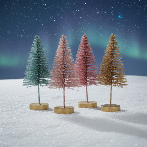Glitter Brush Trees (set of 4)