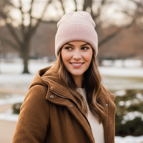 Eva Cashmere Hat, Blush or Winter White