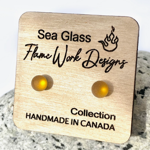 Sea Glass Studs - Honey