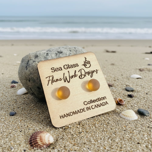 Sea Glass Studs - Honey