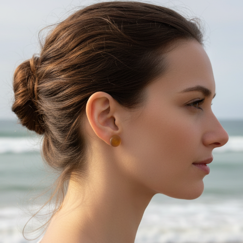 Sea Glass Studs - Honey