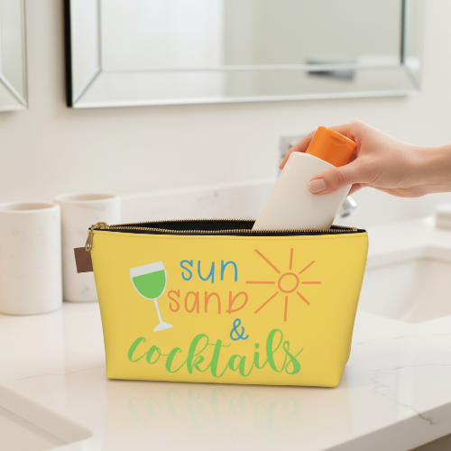 SALE Canvas Makeup Bag - Sun, Sand & Cocktails