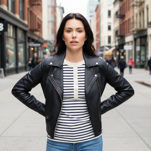 Striped Henley Top - Black mix