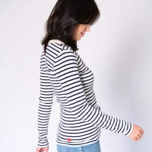 Striped Henley Top - Black mix
