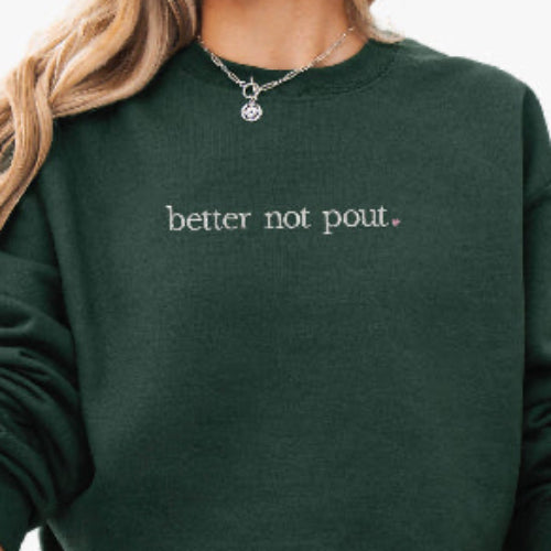 Embroidered Christmas Crewneck / Forest Green