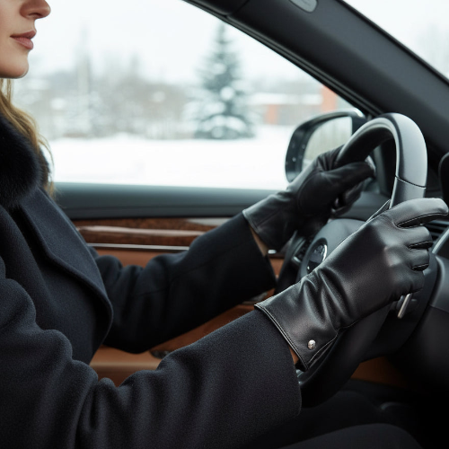 Ladies Leather Glove (Club Rochelier), Black or Chocolate