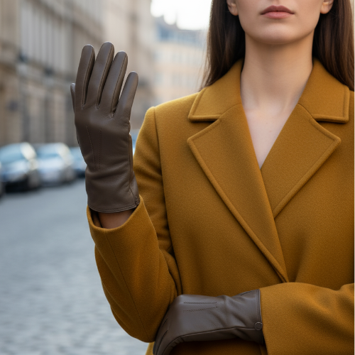 Ladies Leather Gloves / Brown