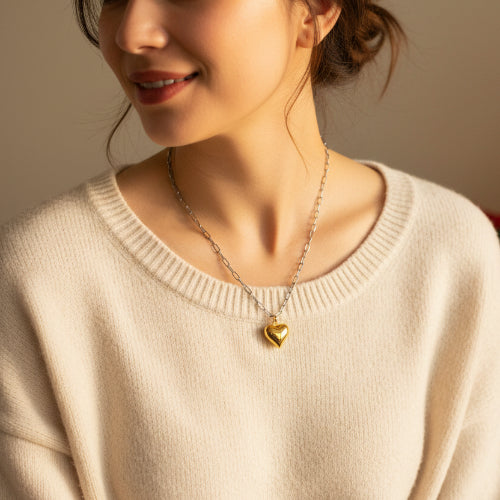 Chunky Gold Heart Necklace