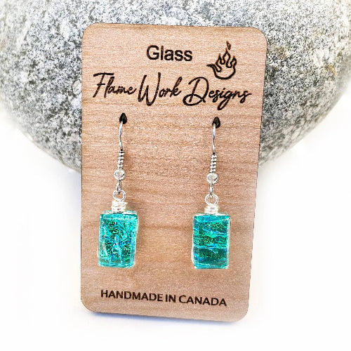 Dichroic Glass Earrings - Caribbean Blue