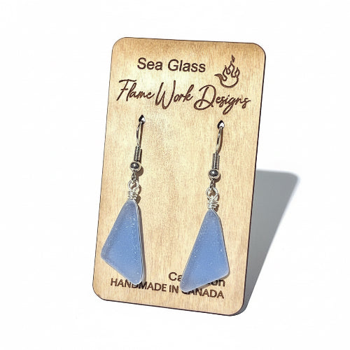 Sea Glass Dangle Earrings - Rain