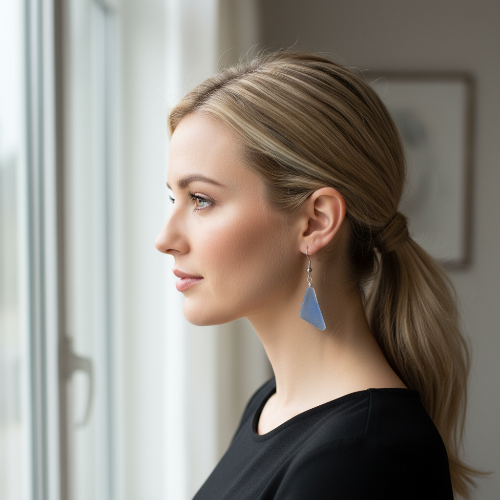 Sea Glass Dangle Earrings - Rain