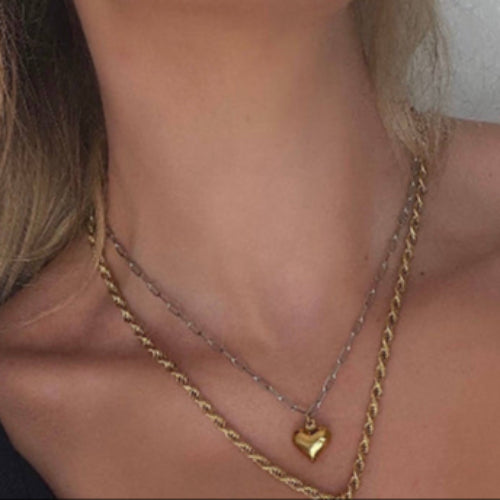 SALE Namaste Chunky Gold Heart Necklace