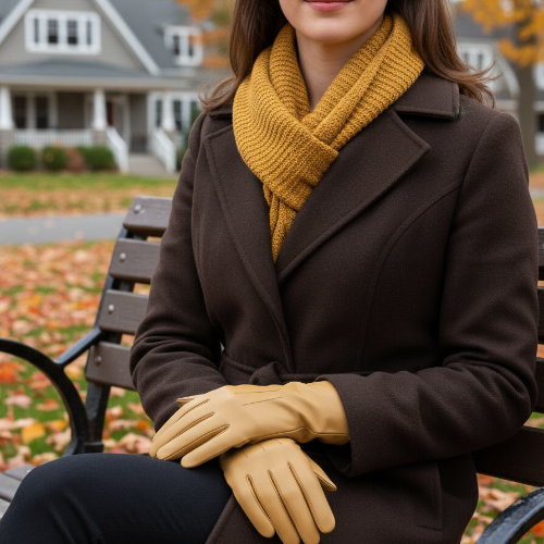 Ladies Leather Gloves / Mustard