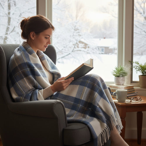 Deluxe Highland Blanket, Stewart Muted Blue
